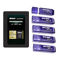 Micro Center 5Pack 64GB 3.0 USB Flash Drives Bundle with 1Pack 256GB SSD 3D TLC NAND SATA III 6Gb/s 2.5