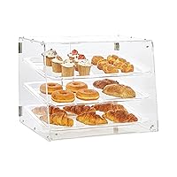 VEVOR Pastry Display Case, 3-Tier Commercial Countertop Bakery Display Case, Acrylic Display Box with Rear Door Access & Removable Shelves, Keep Fresh for Donut Bagels Cake Cookie, 20.7