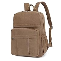 Classic Canvas Backpack Casual Daypack for Men Women Rucksack fits 15.6 inch Laptop Campus Business Travel Hiking (Brown)