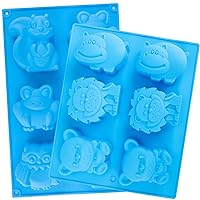 Beasea Animal Soap Molds, 2 Pack Large Jello 3D Silicone Mat Chocolate Cake Fondant Candy Cookie Baking Making Clay Ice DIY Hard Resin Gummy Cube Tray Set Decoration Handmade Craft Bear Shape for Kids