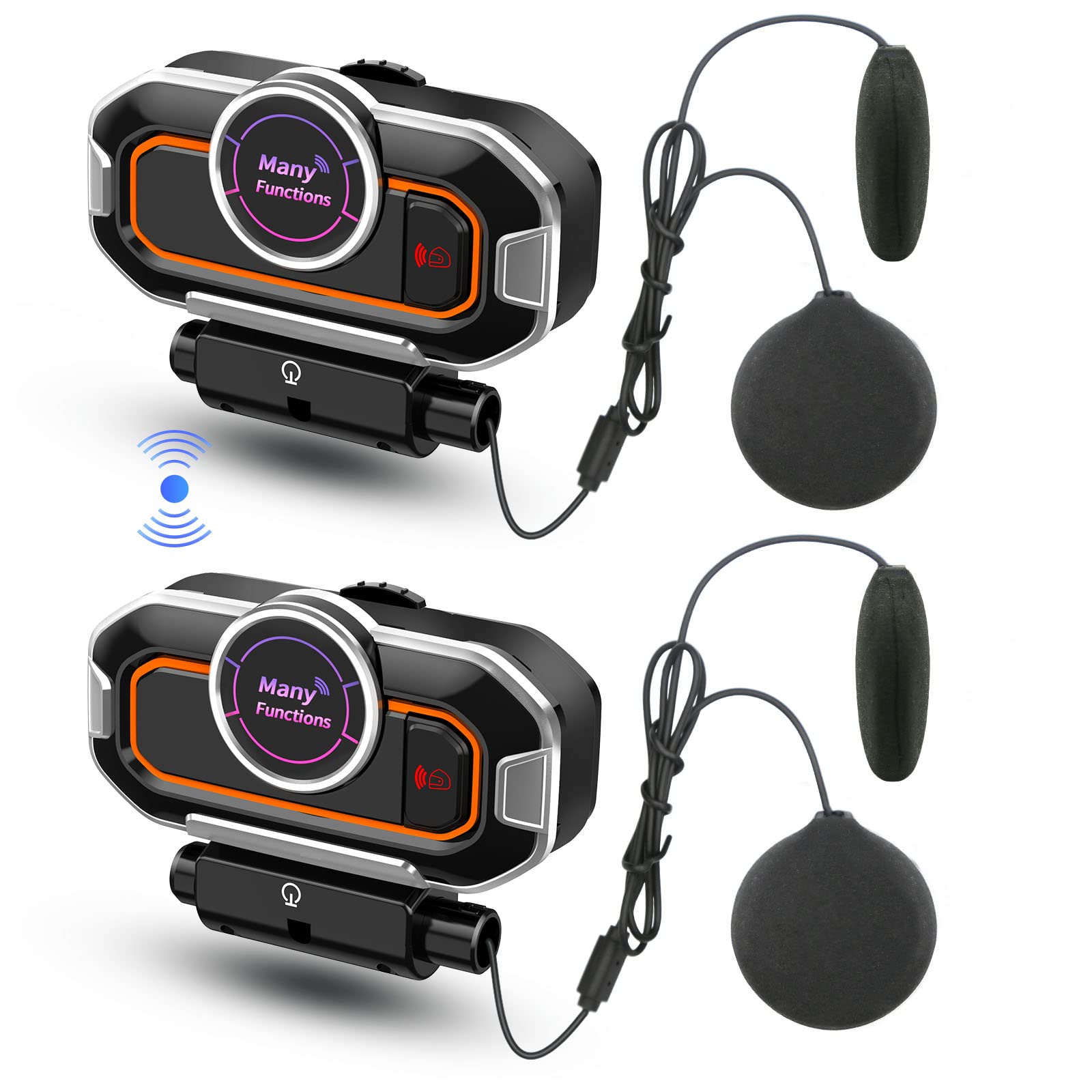 3T6B V9 Pro 2 Host Interconnection Motorcycle Bluetooth Headset with Music Sharing, IP54 Waterproof Helmet Intercom Headphones System with FM Radio/Noise Cancellation