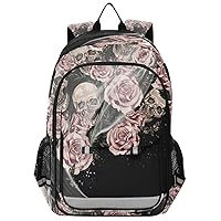 ALAZA Watercolor Skulls and Roses Casual Backpack Bag Travel Knapsack Bags