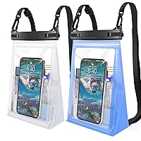 2 PCs Large Waterproof Phone Pouch Floating, Waterproof Phone Case for iPhone 14 Plus 13 Pro Max 12 11 Samsung up to 8.5'', IPX8 Water Proof Phone Dry Bag for Swimming Kayaking Vacation