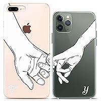 Matching Couple Cases Compatible for iPhone 15 14 13 12 11 Pro Max Mini Xs 6s 8 Plus 7 Xr 10 SE 5 Custom Monogram Clear Pinky Swear Boyfriend BFF Crystal Silicone Cover Anniversary Girl Cute