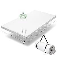 Organic Cotton Pack n Play Topper | CertiPUR-US Baby Mattress Pad for Portable Toddler Bed & Playard w/Washable Waterproof Cover, Soft Ventilated Foam Padding, Nonslip Bottom, Travel Strap | 41x29x1