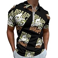 Dirt Bike Motocross Mens Polo Shirts Quick Dry Short Sleeve Zippered Workout T Shirt Tee Top