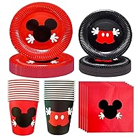 BEOXAGAR Mouse Birthday Party Supplies ,40pcs Mouse Paper Plates,20pcs Cups,40pcs Napkins ,Mouse Plates Napkins and Cups for Mouse Birthday Decorations Serve 20 Guests