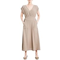 Max Studio Women's Cap Sleeve Pocket Midi Dress