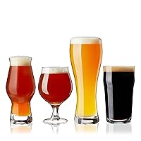 True Craft Beer Tasting Kit Glasses, Dishwasher Safe for Drinking IPAs, Tulips, Hefeweizen, and Imperial Pint Glassware, Set of 4