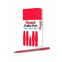 Pentel Arts Color Pen, Brown, Box of 12 (S360-106)