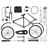 DIY Bicycle Model Scale, 51Pcs 1:10 Simulation Retro Alloy Mini Bicycle Model, Iron Art Mini Bike with Inflator and Briefcase Tabletop Ornament DIY Bicycle Model Scale
