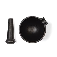 Mortar and Pestle, Cast Iron, Black