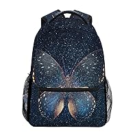 ALAZA Butterfly Stars In The Starry Night Sky Stylish Large Backpack Personalized Laptop iPad Tablet Travel School Bag with Multiple Pockets