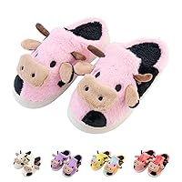 Cartoon Cow Slippers Fuzzy Cute Plush Slipper Colorful Cows Animal Shoes for Women and Men Indoor Outdoor