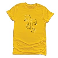 One Line Drawing Premium T-Shirts Crew Neck Soft Fitted Tee One Line Graphic Tee Art Face Abstract Minimal Line Shirts