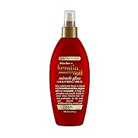 OGX Frizz-Free + Keratin Smoothing Oil Miracle Gloss Spray, 5 in 1, De-frizz & Shiny Hair, Argan Oil