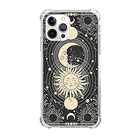 Black Celestial Sun and Moon and Star Case for iPhone 13 Pro Max, Sun Moon Star Pattern Case for Girls Women Boys Men, Cute Soft TPU Bumper Case for iPhone 13 Pro Max