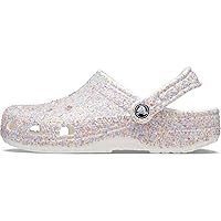 Crocs Unisex-Adult Classic Sparkly Clog, Metallic and Glitter Shoes, White/Multi, 2 Men/4 Women