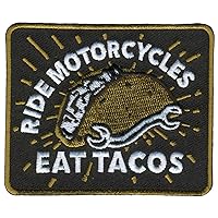 Hot Leathers Ride Motorcycles Eat Tacos Patch PPL9941-3 Width x 2.5 Height Inches