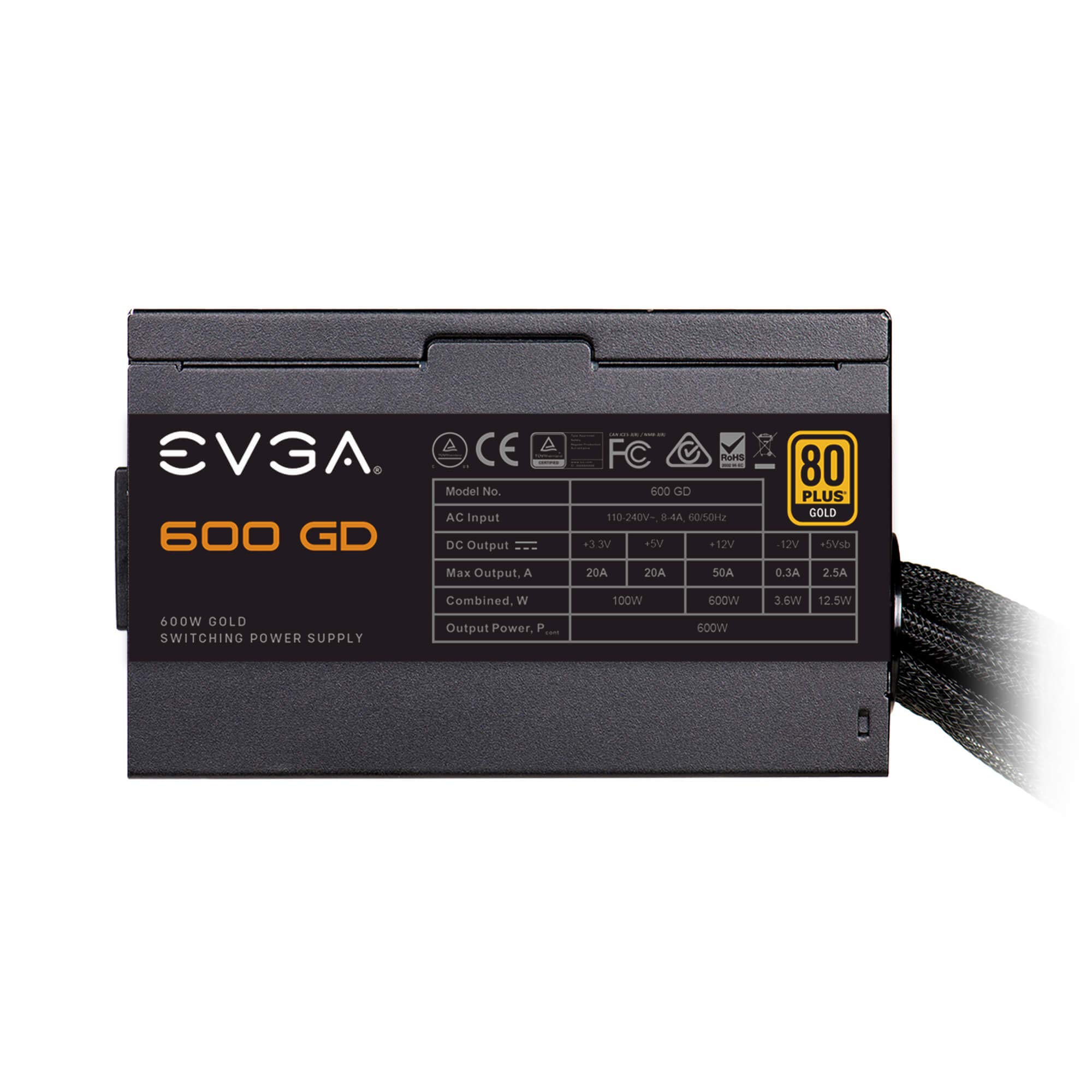 EVGA 100-GD-0600-V1, 600 GD, 80+ GOLD 600W, 5 Year Warranty, Power Supply