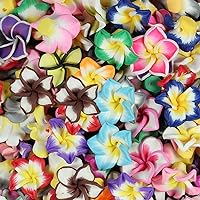 RUBYCA Mix Polymer Fimo Clay 5-Leaves Flower Spacer Loose Beads 15mm for DIY Jewelry Making 100pcs