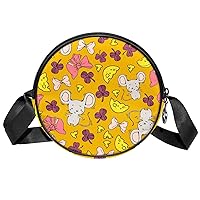 Abstract Linear Petal Flower Crossbody Bag for Women Teen Girls Round Canvas Shoulder Bag Purse Tote Handbag Bag