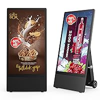 43 Inch Moveable Portable Outdoor Digital Signage Displays with High Capacity Batteries,IP55 Waterproof,1800Nits High Brightness Screen,Dustproof and Explosion-Proof Tempered Glass, Android 9.0 OS