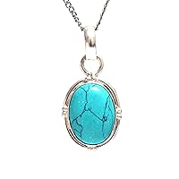 925 Sterling Silver Blue Turquoise Gemstone Designer Pendant With Chain 925 Stamp Jewelry | Gifts For Women And Girls