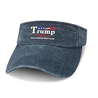 Trump 2024 Denim Visor Hats for Women Men Empty Top Baseball Sun Cap Adjustable Outdoor Activity Running Hat Black