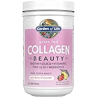 Garden of Life Grass Fed Collagen Beauty - Strawberry Lemonade, 20 Servings - Collagen Powder for Women Men Hair Skin Nails, Collagen Peptides Powder, Collagen Protein Hydrolyzed Collagen Supplements