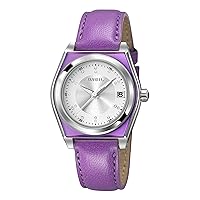 BREIL Women's Quartz Watch with Silver Dial Analogue Display and Purple Leather Strap TW1072