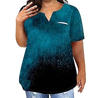 Oversized Graphic Tees for Women V Neck Short Sleeve Bohemia T Shirts Plus Sized Loose Fit Tunic Tops