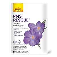 Country Life PMS Rescue – Targeted PMS Support, Convenient Blister Packs, Plant Based, Helps Reduce PMS Symptoms, 60 Vegan Capsules, Certified Gluten Free, Certified Vegan