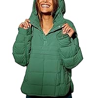 Flygo Womens Oversized Puffer Jacket Packable Pullover Quilted Jackets Hoodies Warm Padded Down Coat