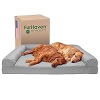 Furhaven Orthopedic Dog Bed for Large Dogs w/ Removable Bolsters & Washable Cover, For Dogs Up to 125 lbs - Quilted Sofa - Silver Gray, Jumbo Plus/XXL