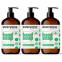 Everyone Liquid Hand Soap, 12.75 Ounce (Pack of 3), Spearmint and Lemongrass, Plant-Based Cleanser with Pure Essential Oils