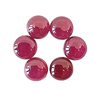 19.94 Ct Real Ruby - Round Shape - Size 9 mm - Smooth Polish Flat Back- Powerful July Birthstone - 6 Pcs Lot - Matching Color Loose Gemstone
