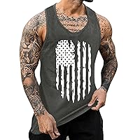 4th of July Shirts for Men Men's Stretch Cool Dry Muscle Tank Tops Athletic Crewneck Sleeveless Workout Shirts Gym