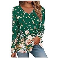 Womens Lapel Collar Button Swing Tunic Tops Casual Loose Christmas Blouses Trendy Print Cowl V Neck Hippie T-Shirt