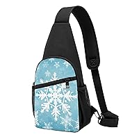 Sling Bag Crossbody for Women Fanny Pack Winter Snowflake Chest Bag Daypack for Hiking Travel Waist Bag