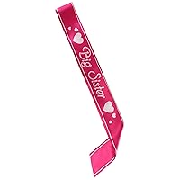 Beistle Big Sister Satin Sash, 27-Inch by 3-1/2-Inch, Cerise/White