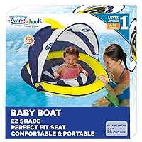 SwimSchool Infant Baby Pool Floats, Free Swimming, Super Buoyant – Ages 6-24 Months – Multiple Colors/Styles – Adjustable Canopies and Seats, Splash & Play Baby Floaties