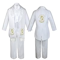 Boy Baby Toddler Kid Baptism White Tail Tuxedo Color Mary Maria Pope Stole Sm-7