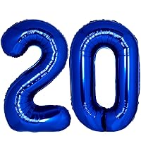40 Inch Giant Navy Blue Number 20 Balloon, Helium Mylar Foil Number Balloons for Birthday Party, 20th Birthday Decorations for kids and adults, 20 Year Anniversary Party Decorations Supplies