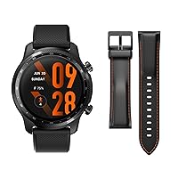 Ticwatch Pro 3 Ultra GPS Smartwatch Plus Black 22mm Silicone Watch Bands Strap Replacement Band Wear OS Smart Watch for Men Blood Oxygen IHB AFib Detection NFC