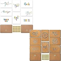 Ohuhu 144 Pack Colorful Thank You Cards + 104 Pack Brown Kraft Thank You Cards
