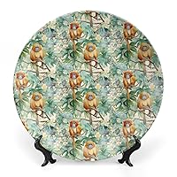 Golden Monkeys Bone China Decorative Plate Ceramic Dinner Plates Decorative Plate Crafts for Women Men 10inch