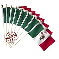 LOT OF 24-Hand Held Small Mexico Mexican Flags on Stick 4x6 in,Mini MX National Flags with Kid-Safe Spear Top Perfect for Patriotic Decorations,Parades, 16th of September,etc