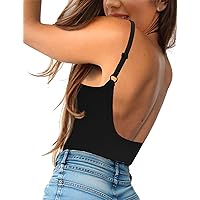 Micoson Womens Backless Tank Tops with Adjustable Spaghetti Strap V Neck Modal Camisole for Women for Under Clothes
