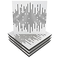 (4 Pack) Sound Absorption-Diffuse Acoustic Panel «Wave» for rec.studio | Wood laminated: (White)